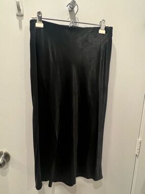 Sanctuary Black Satin Bias Midi Skirt